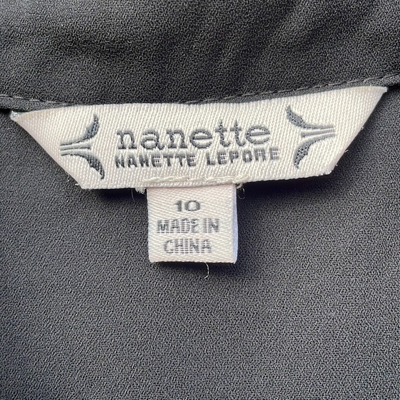 Nanette by Nanette Lepore Black Floral Pin tuck Dress Size 10 Tie Waist Buttons - Picture 4 of 14